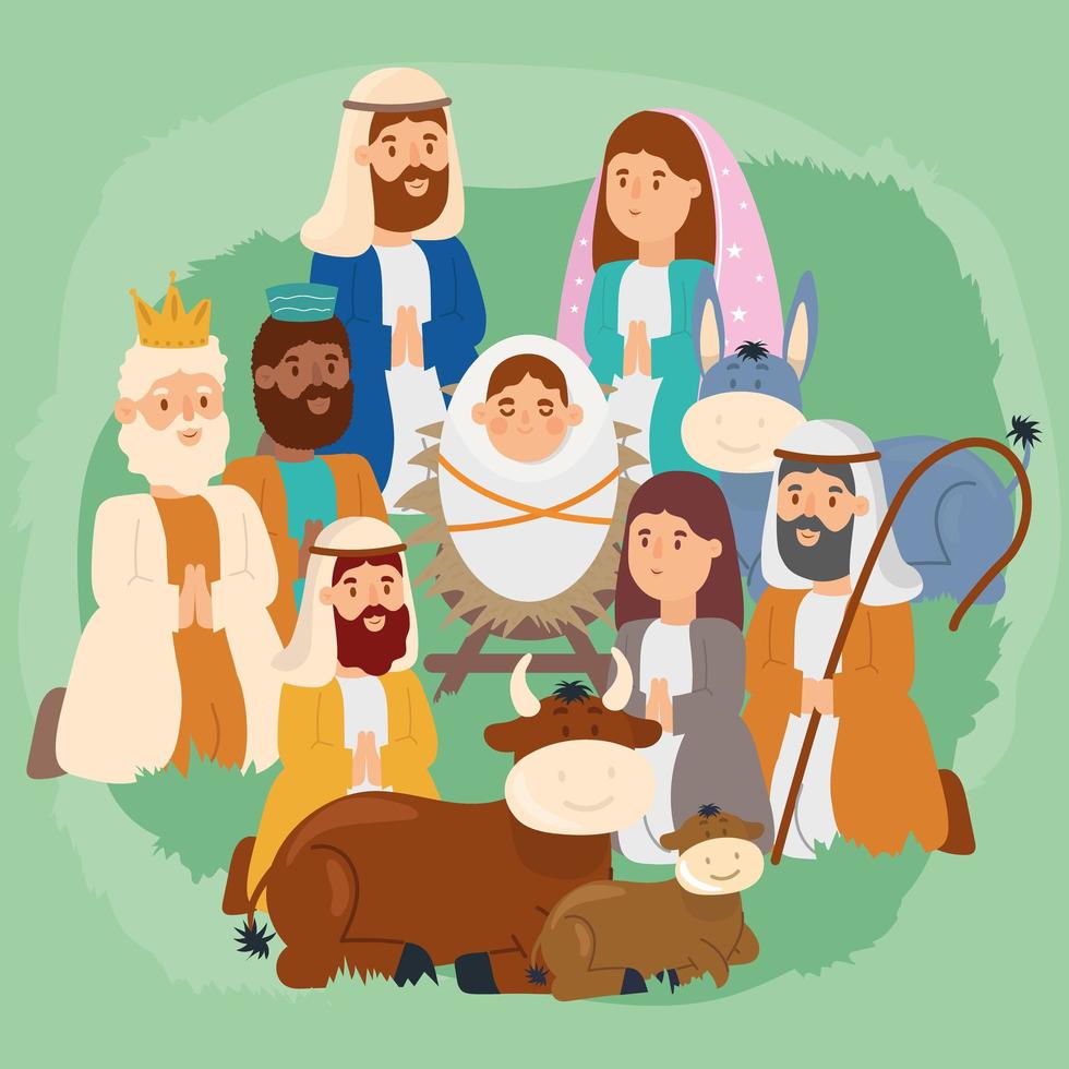 holy family manger vector