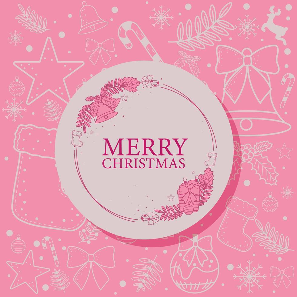 merry christmas pink banner vector