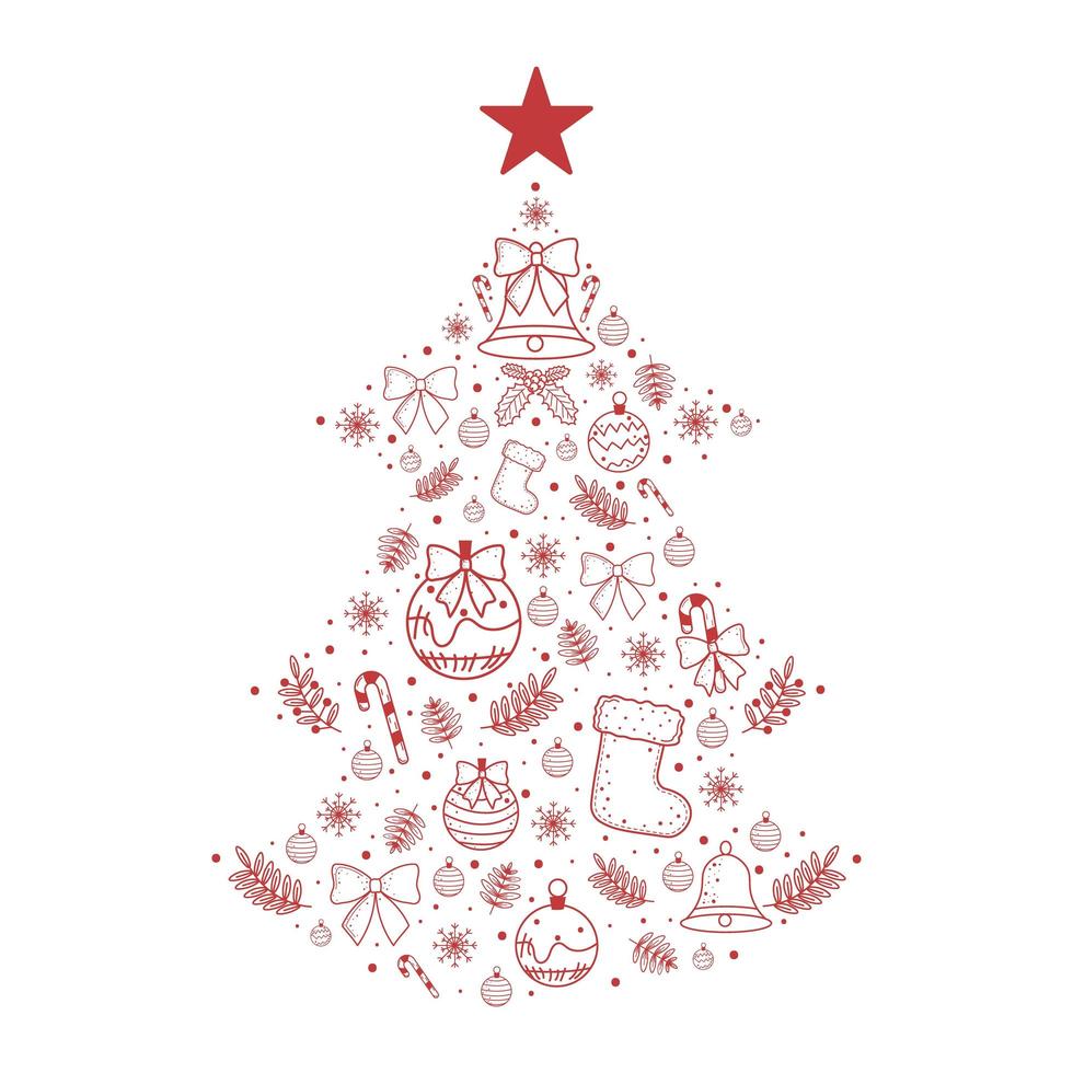 iconos de decoración navideña en forma de árbol vector