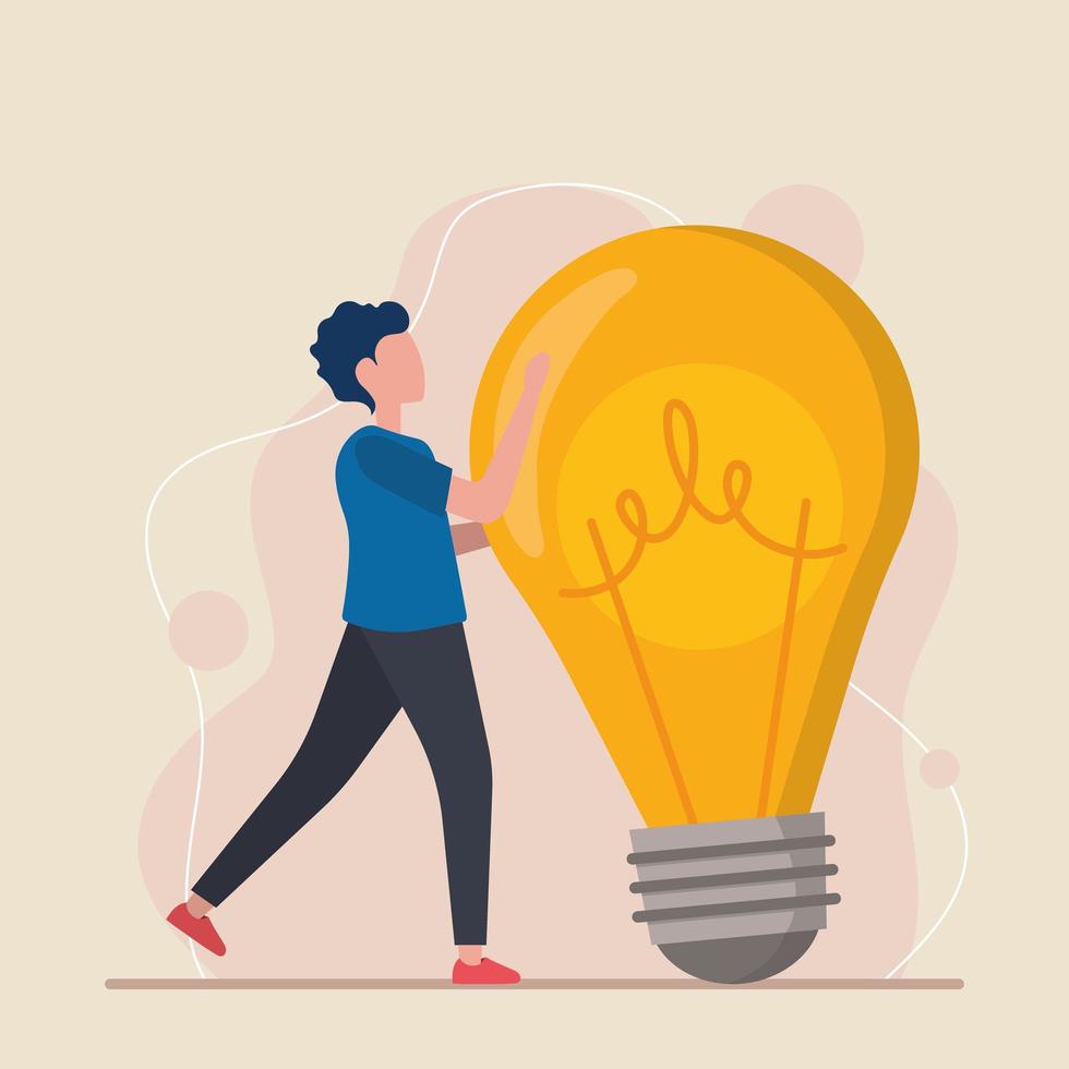 man with bulb idea vector