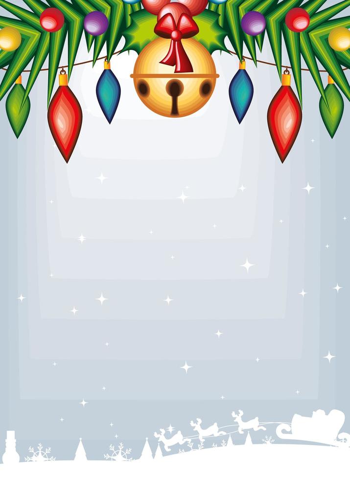 bolas de navidad y campana vector