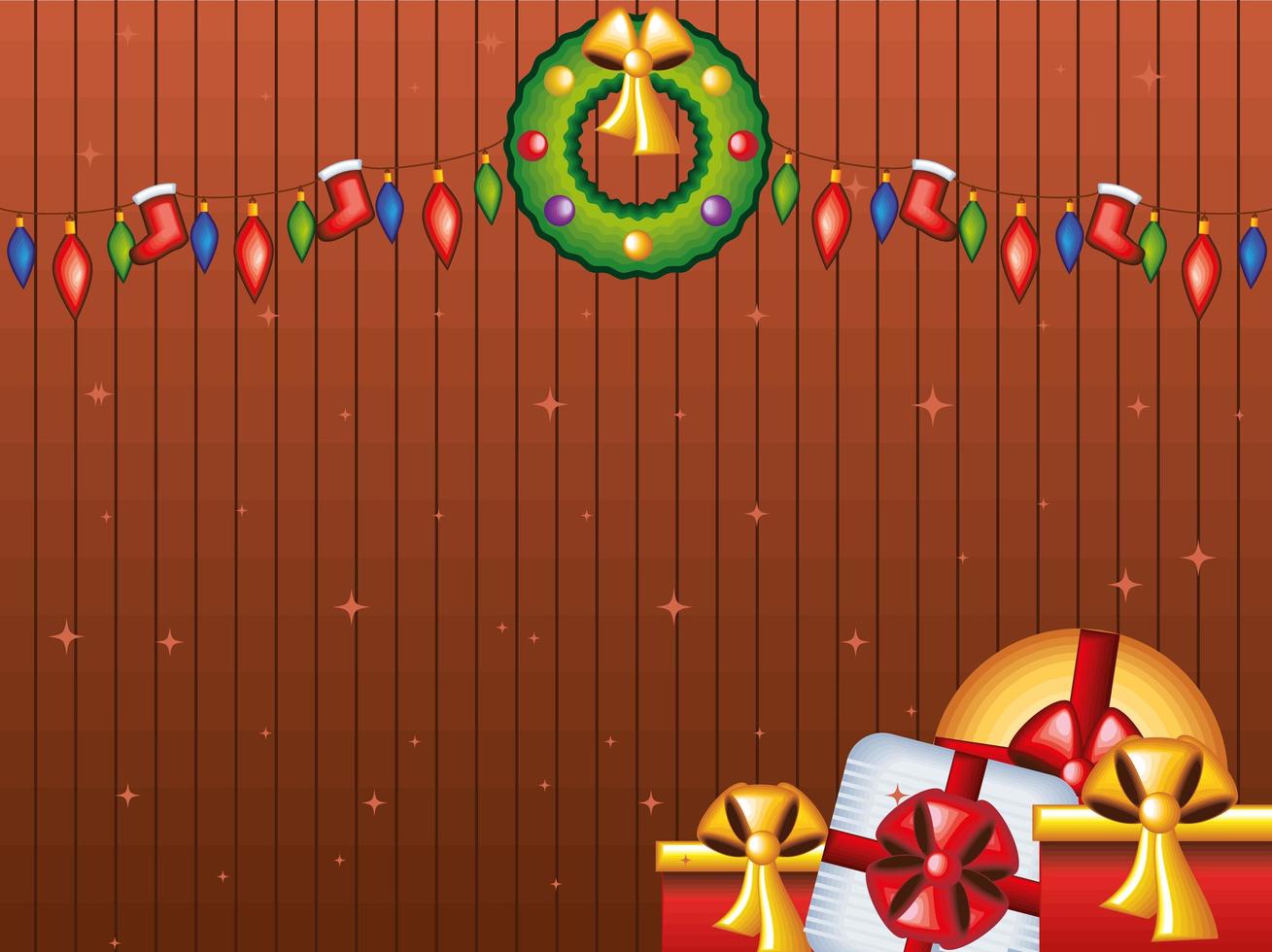 christmas gifts and lights vector