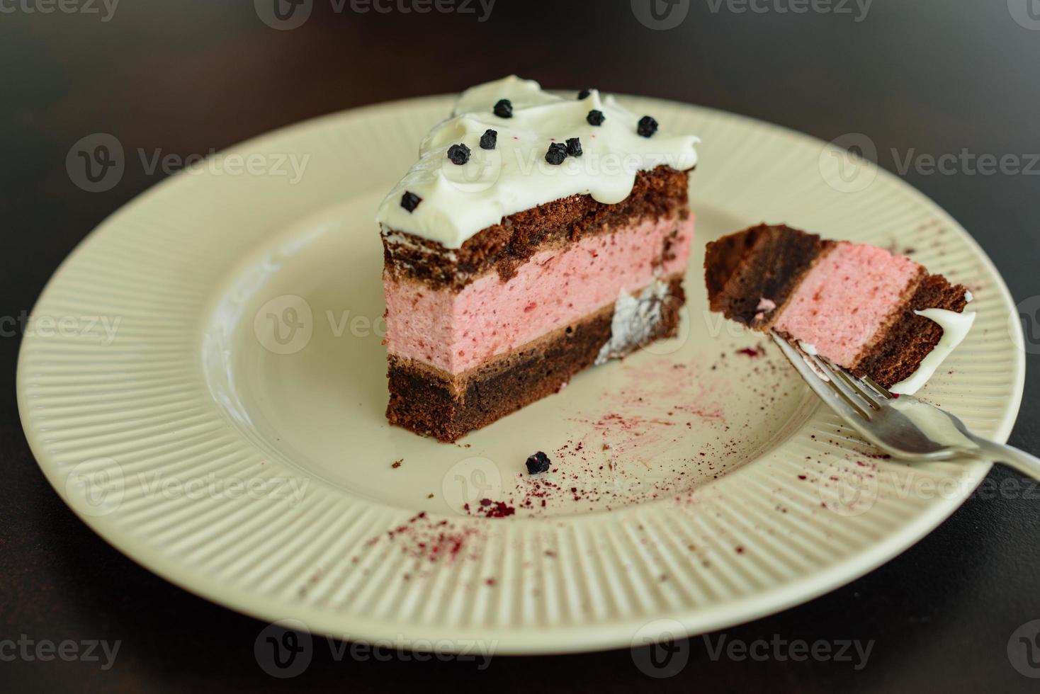 Tasty fresh beet cream cake photo