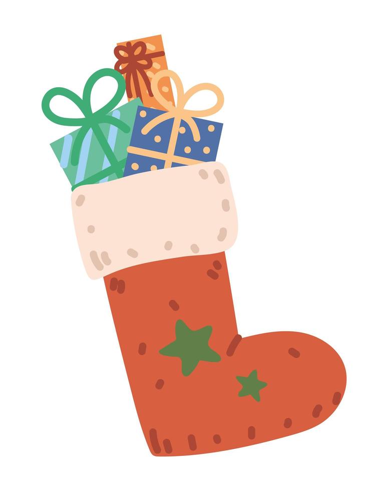 stocking with gifts vector