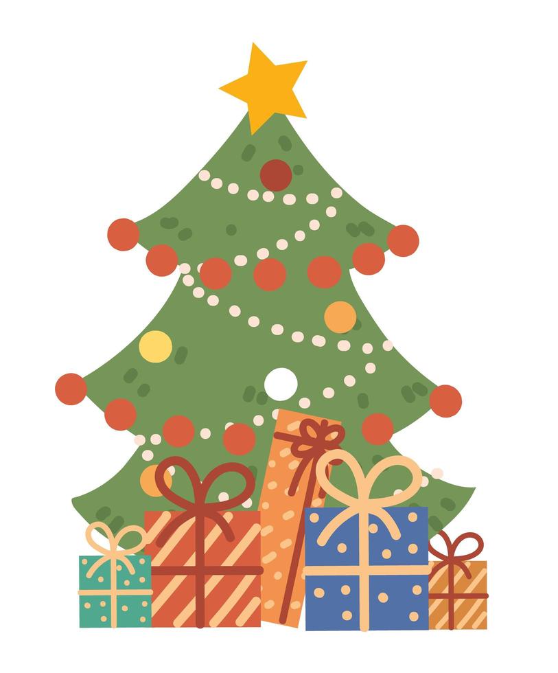 christmas tree and gits vector