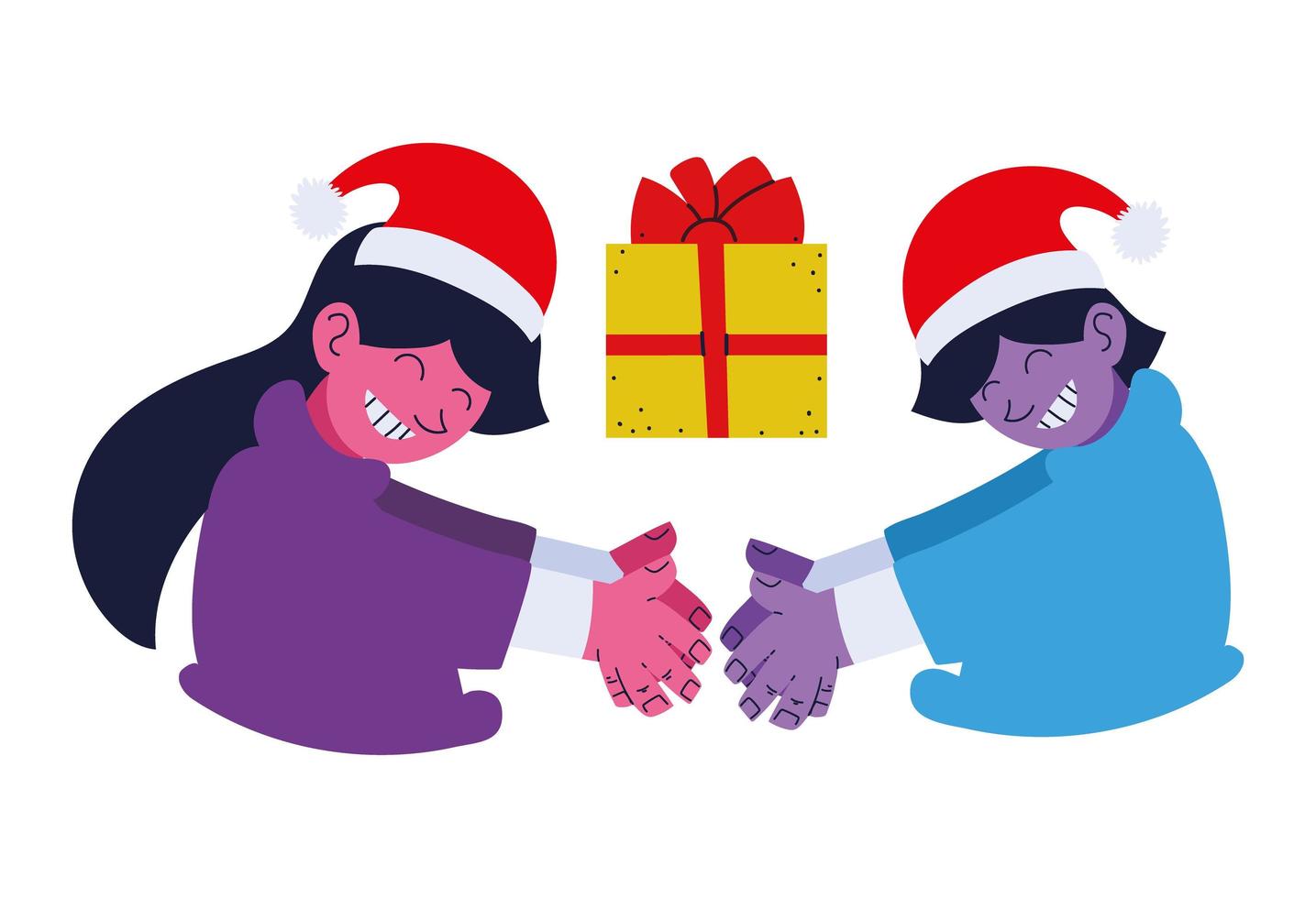 christmas people and gift vector