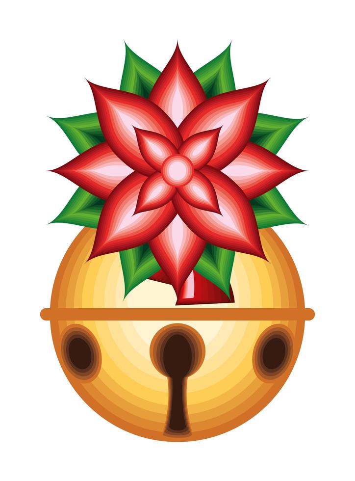 christmas bell with flower vector