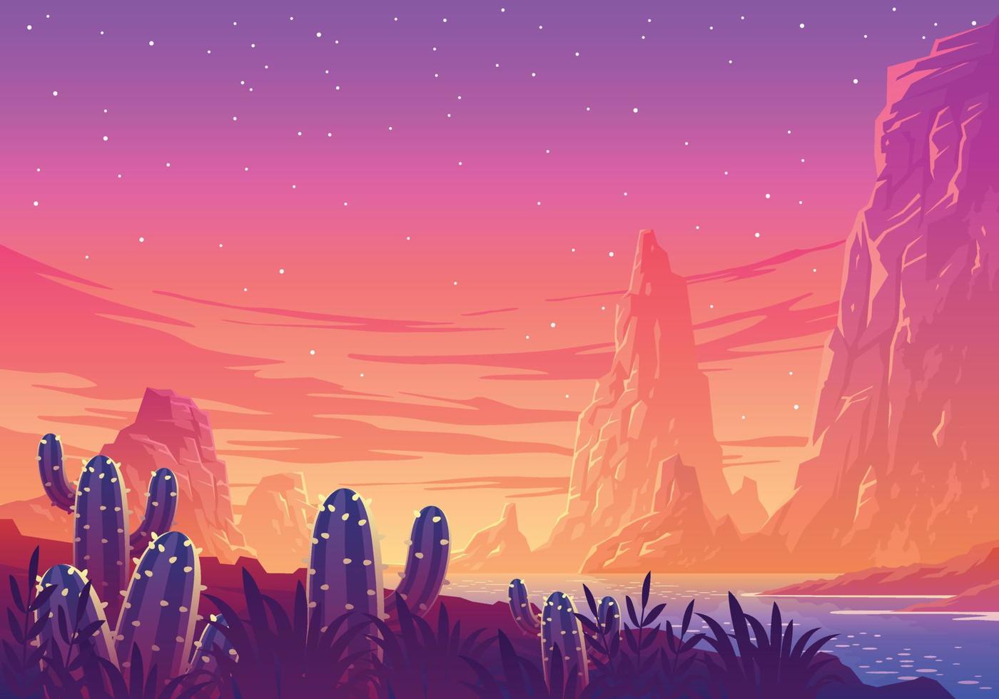 ilustración del paisaje del cañón crepuscular vector