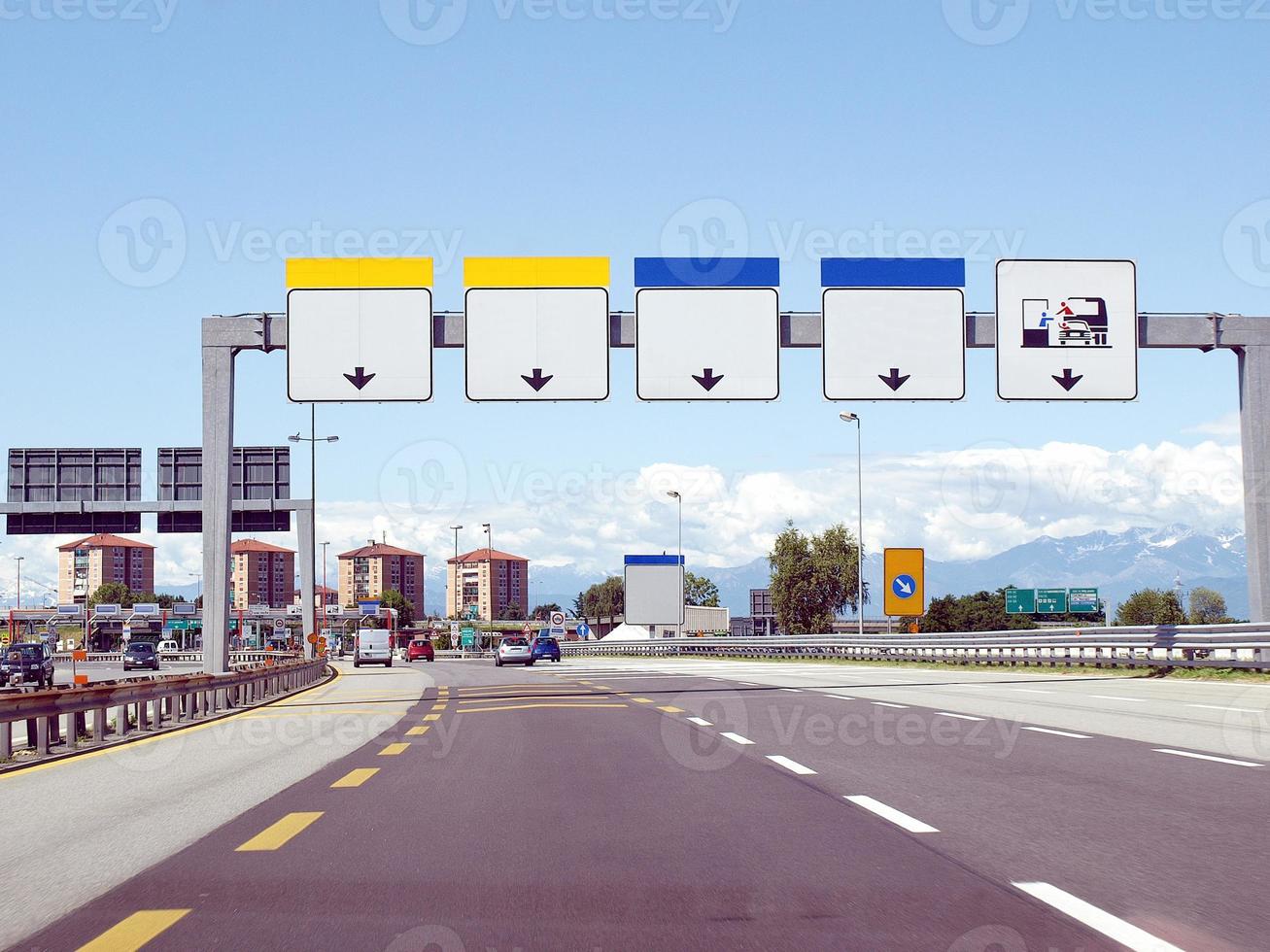 Motorway checkout sign photo