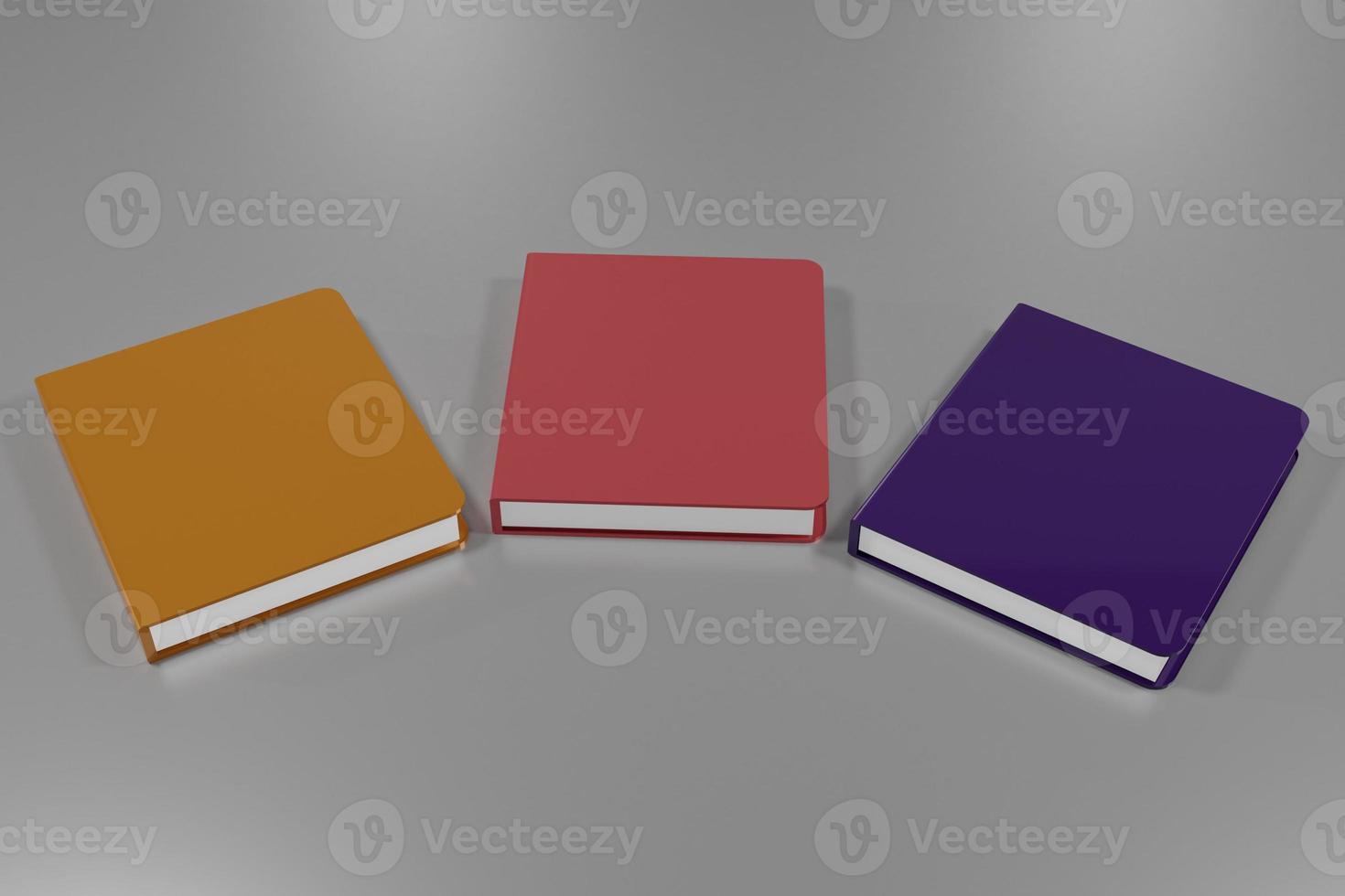 3D Rendering Three Books Blank for Mock Up photo