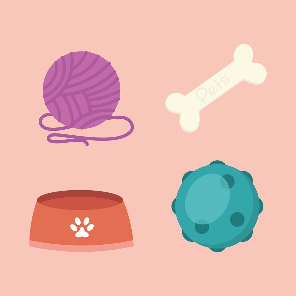 pets toys and bowl vector