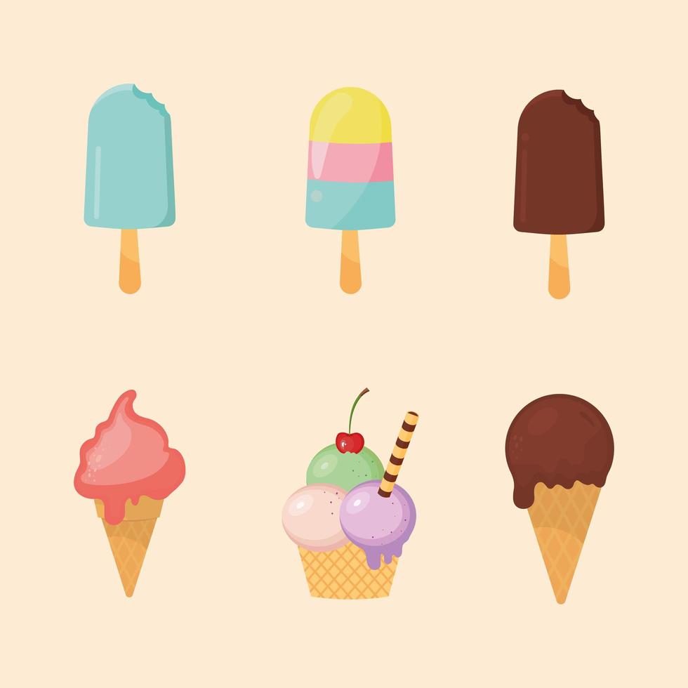 iconos helados vector