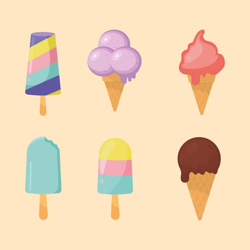 set various ice creams vector