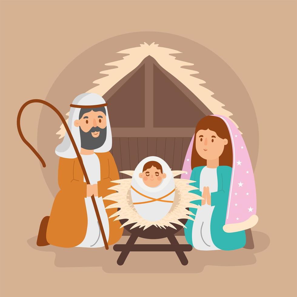 manger sacred family vector