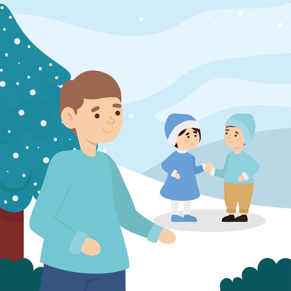 family winter season vector