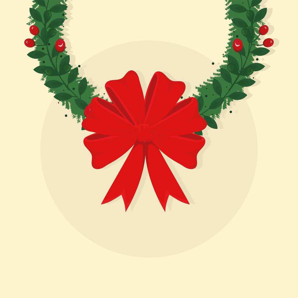 mistletoe wreath and bow vector