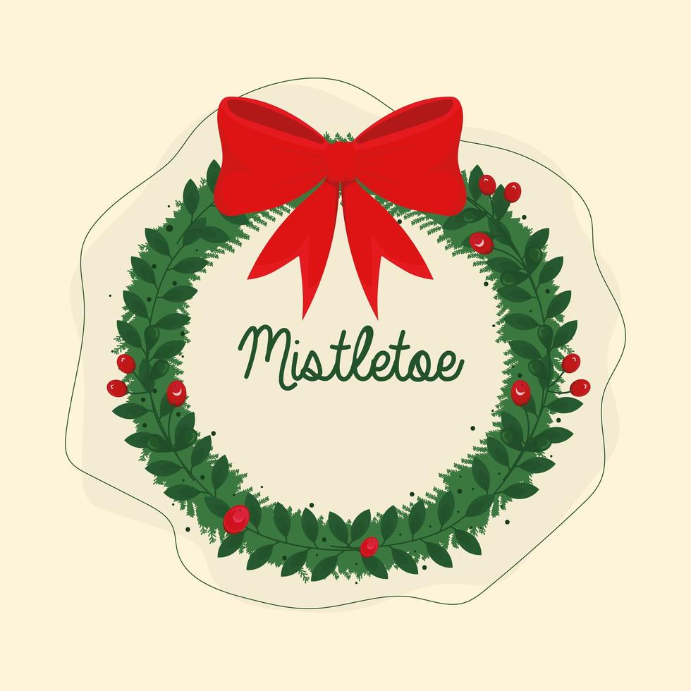 mistletoe wreath card vector