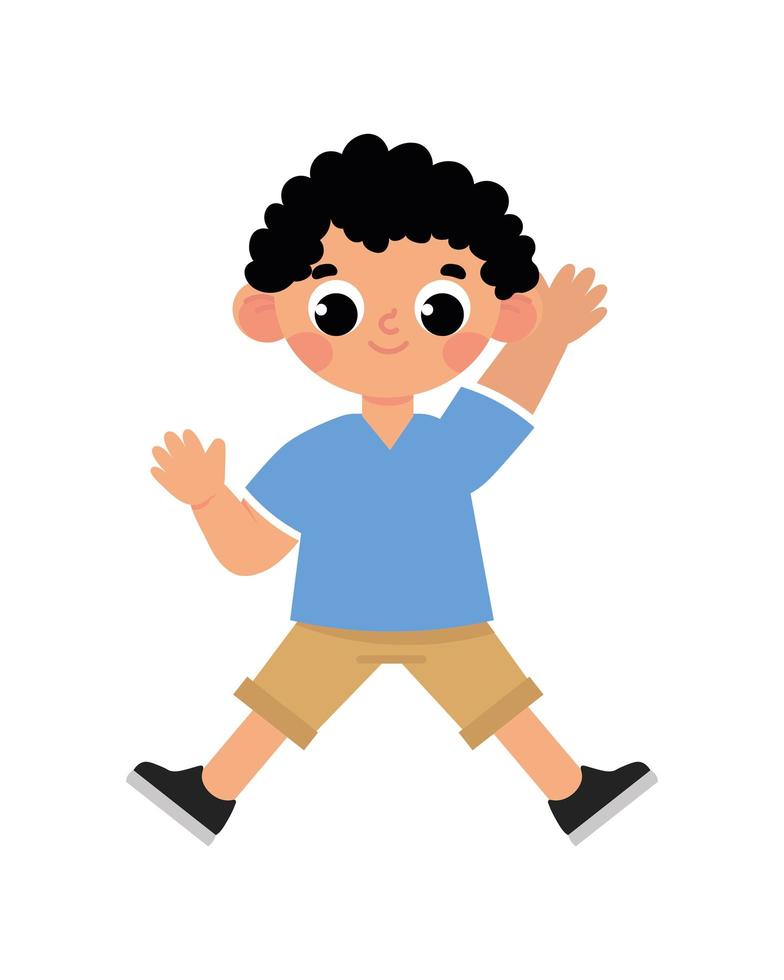boy waving hand vector