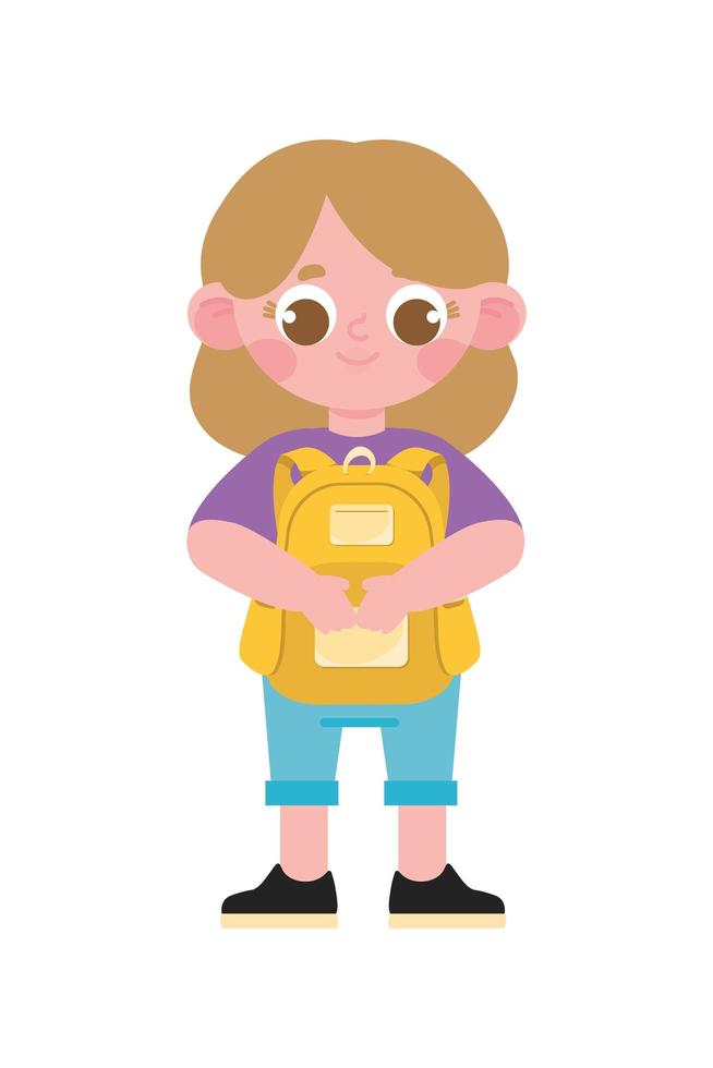cute girl with backpack vector