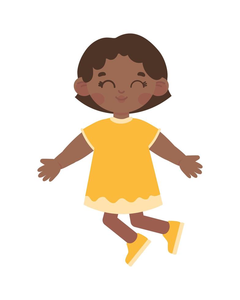 jumping little girl afro vector