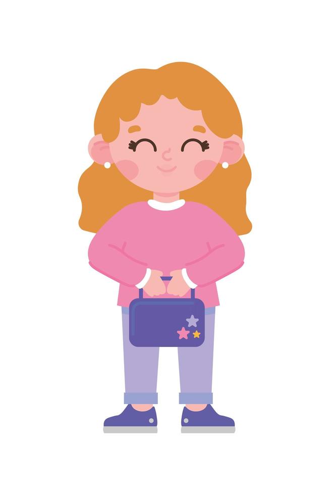 cute girl with handbag vector