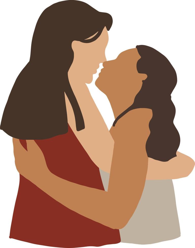 pareja de lesbianas besándose vector orgullo lgbt