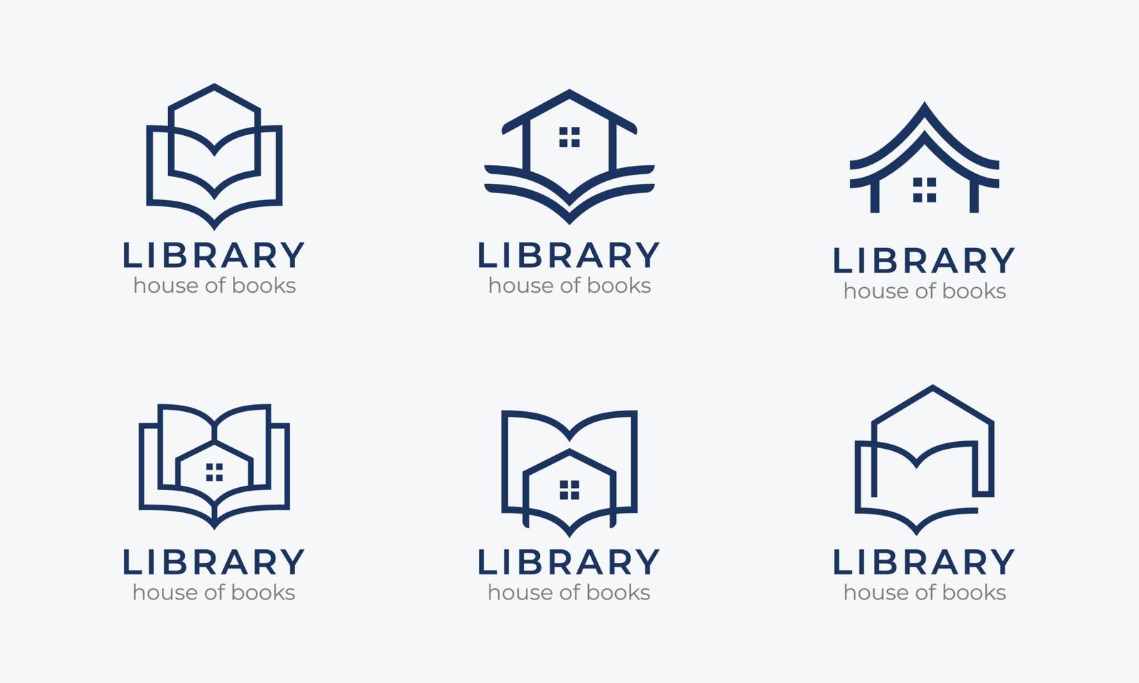 conjunto de iconos de logotipo de biblioteca vector