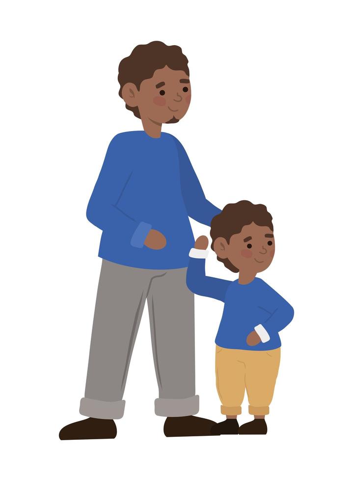 afro american dad and son vector