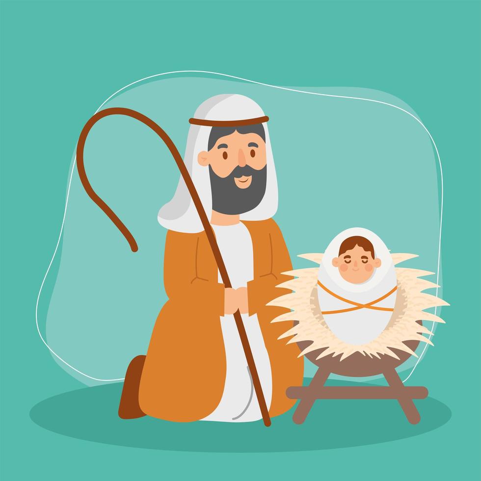 shepherd and baby jesus vector