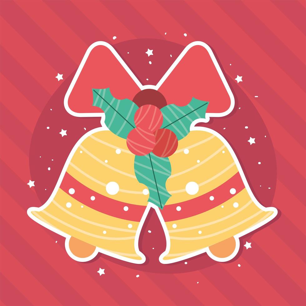 christmas bells and holly berry vector