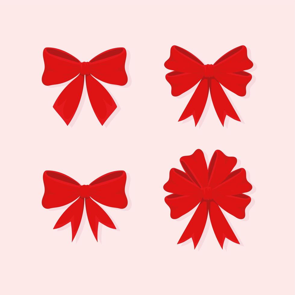 set red bows vector