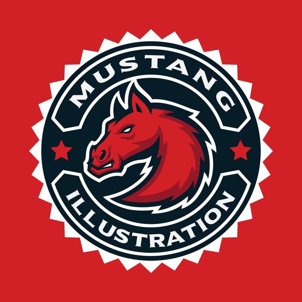 Mustang Mascot Circular Badge vector