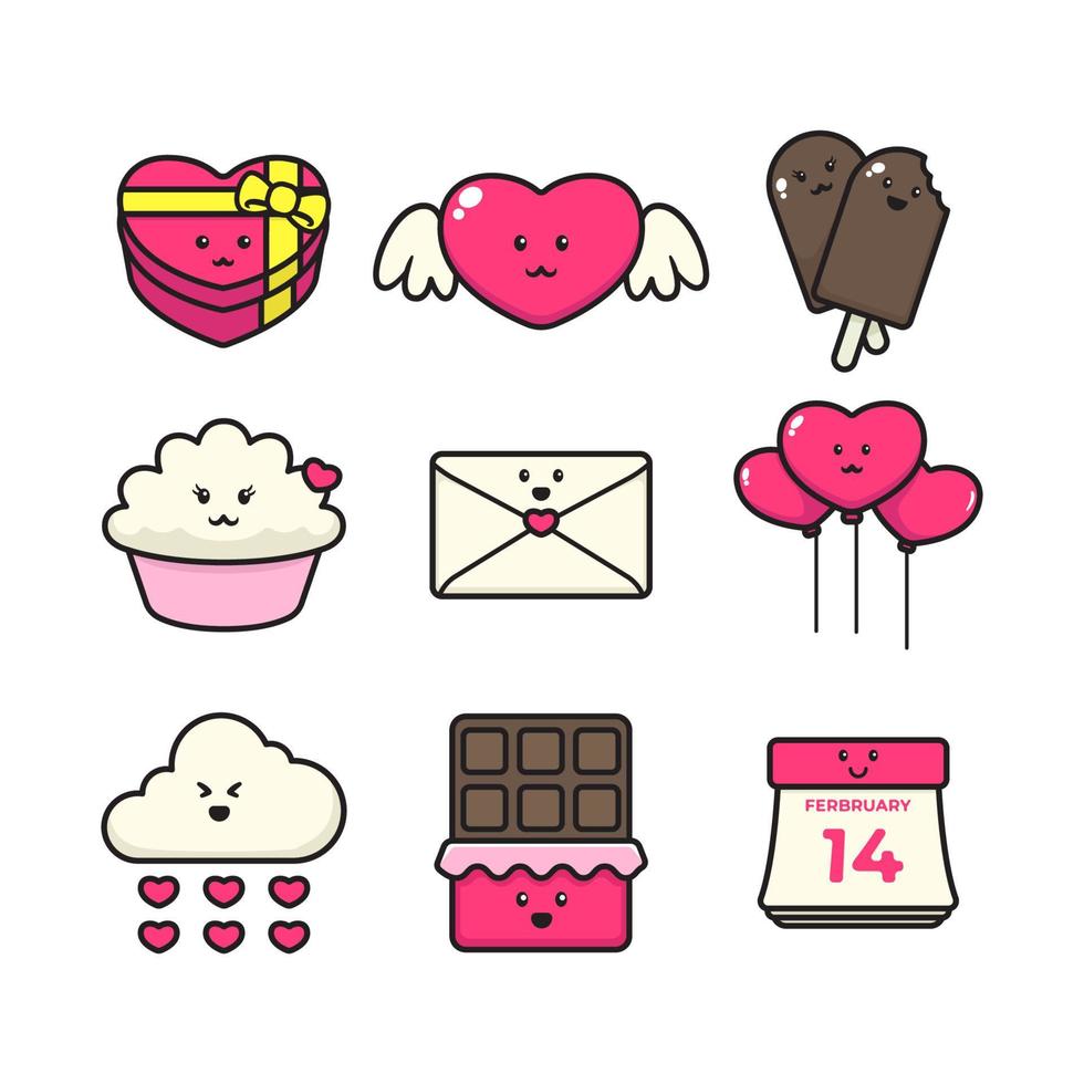 lindo conjunto de iconos de san valentín vector