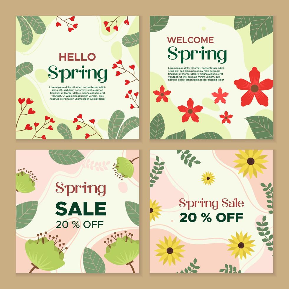 Floral Spring Social Media Template vector