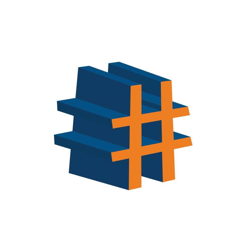 Hash number, number sign orange and blue vector