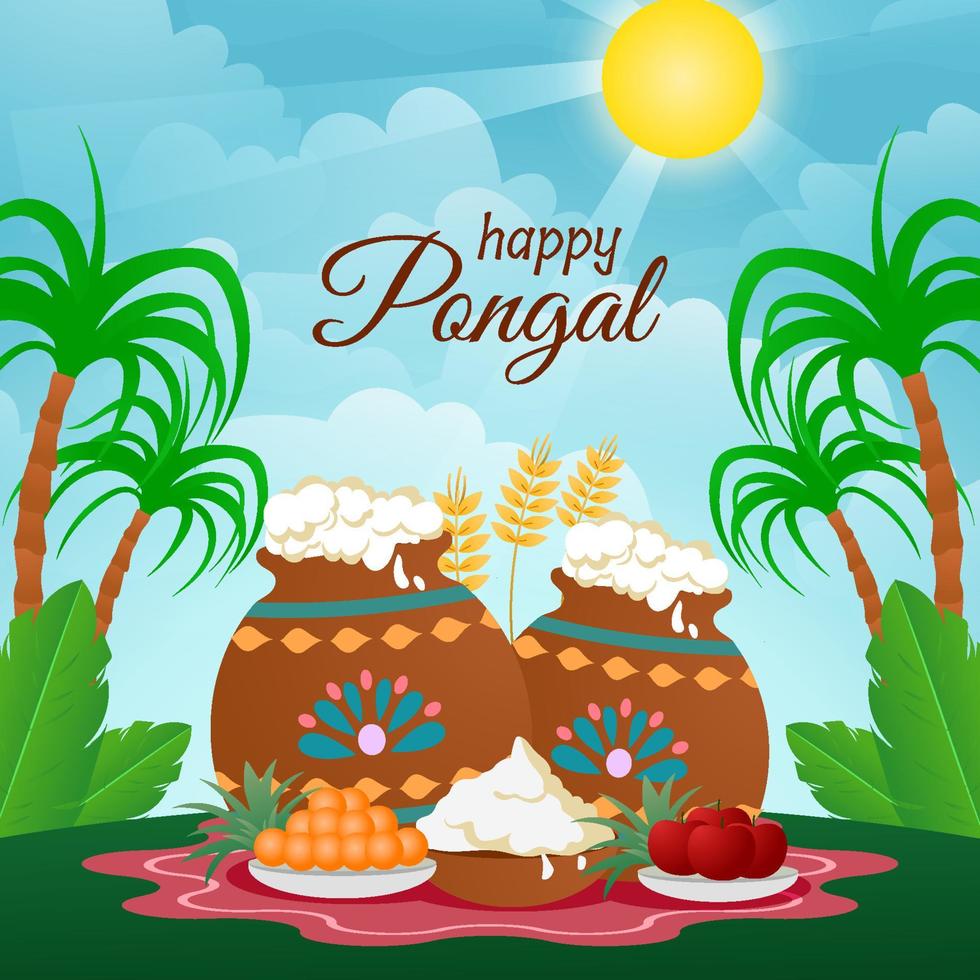 concepto pongal feliz vector