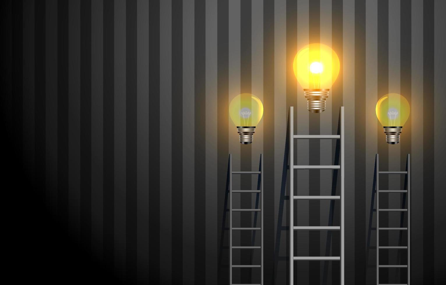 success concept ladder with glowing light bulb vector