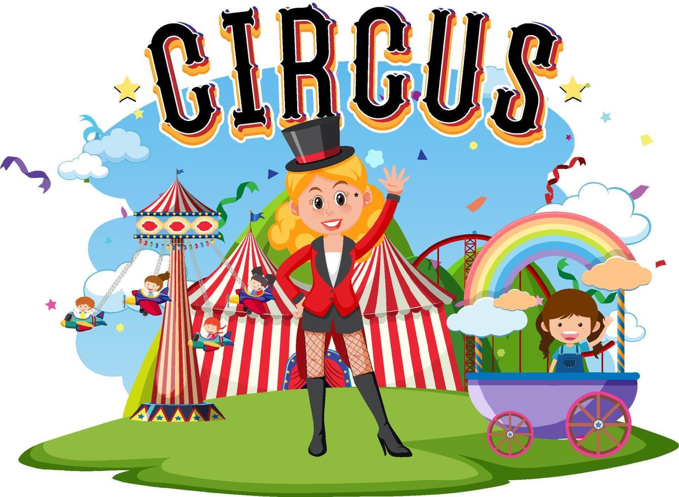 diseño de logotipo de circo con chica maga vector