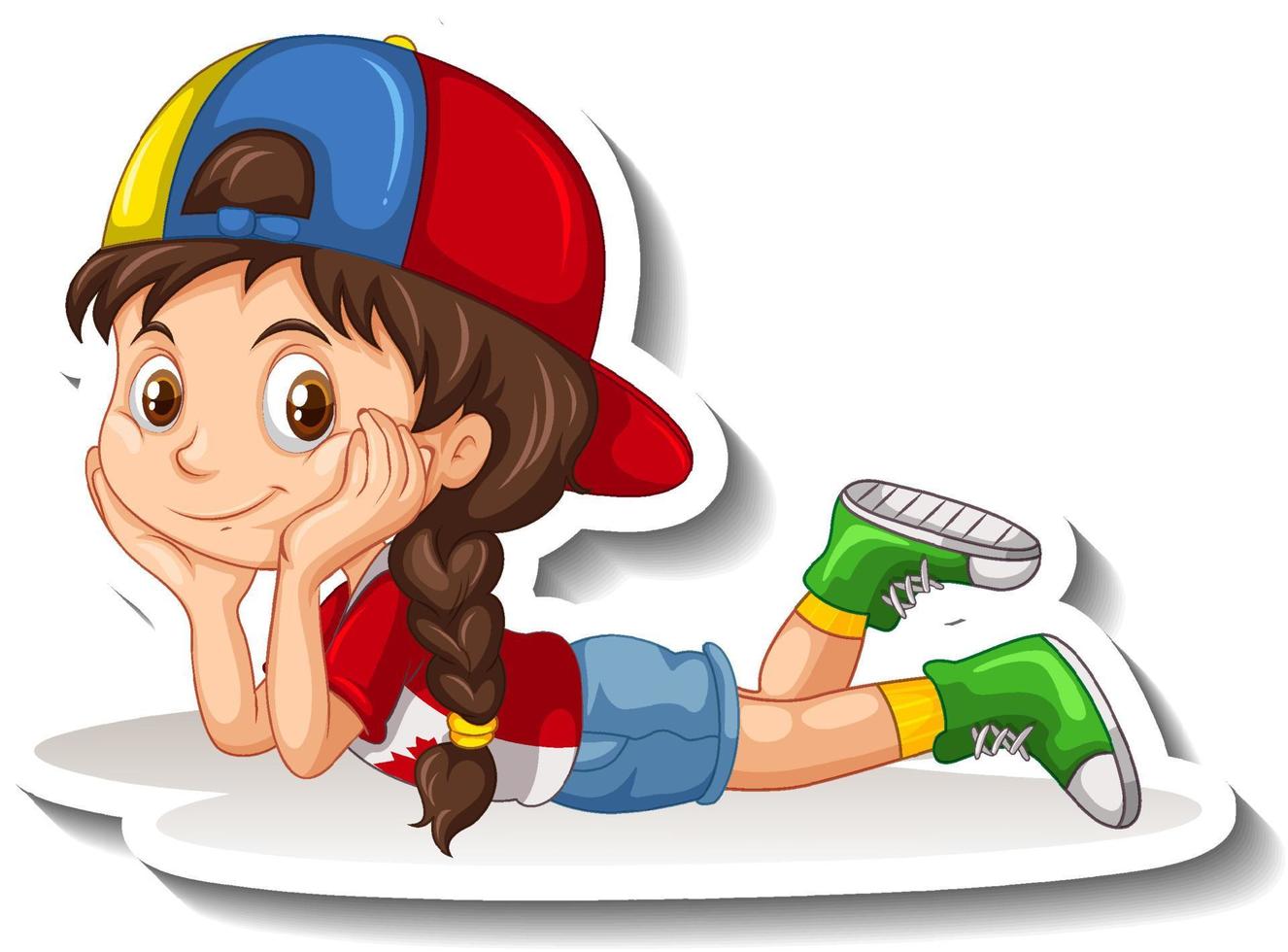 Cute girl wears cap cartoon character vector