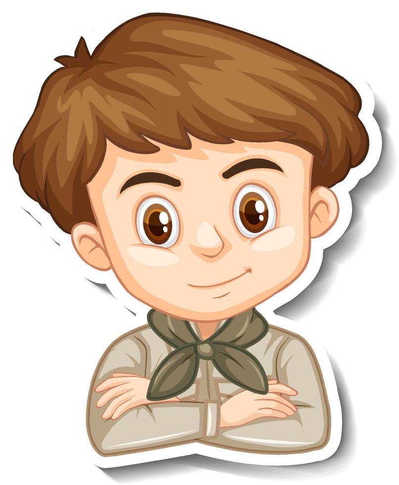 Boy in safari costume cartoon character sticker vector