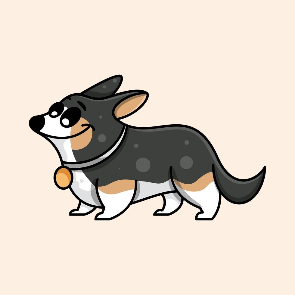 perro aventurero para personaje, icono, logotipo, pegatina e ilustración vector