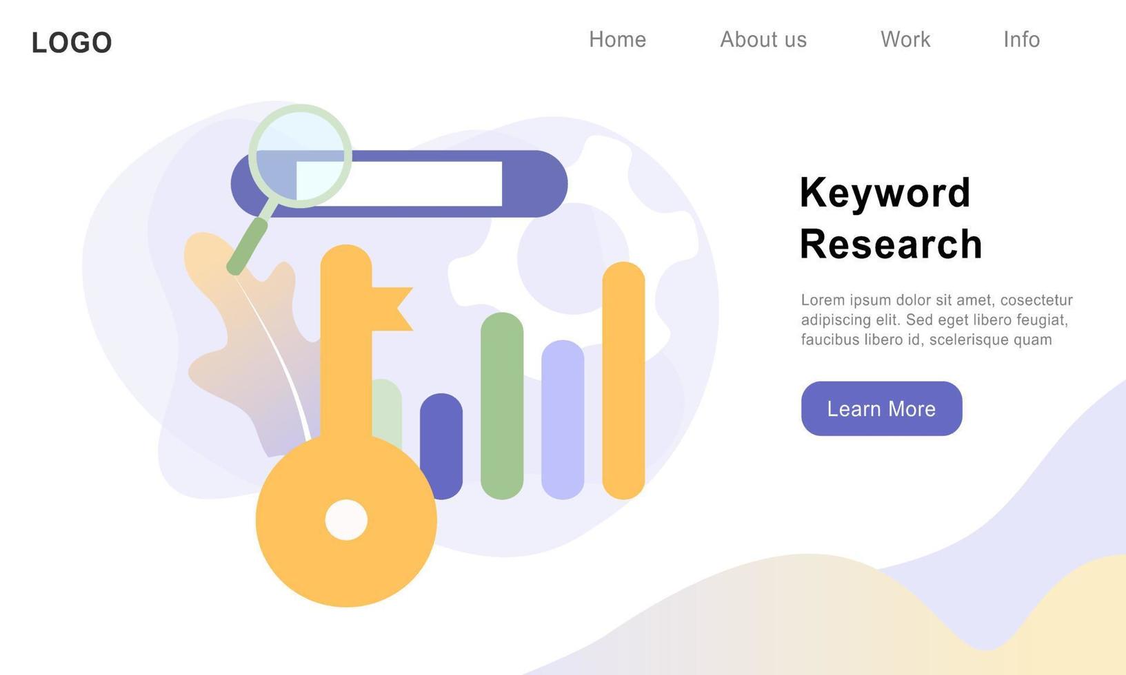 Flat vector illustration of keyword research, keyword ranking optimization on search engine, search engine optimization, SEO keywording process, website Keyword analysis. Design for web template, app.