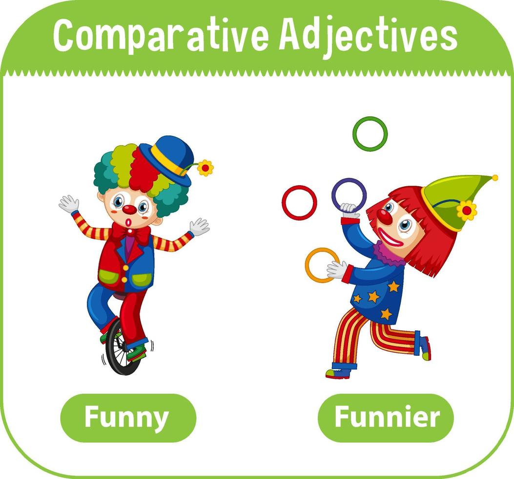 adjetivos comparativos para la palabra gracioso vector
