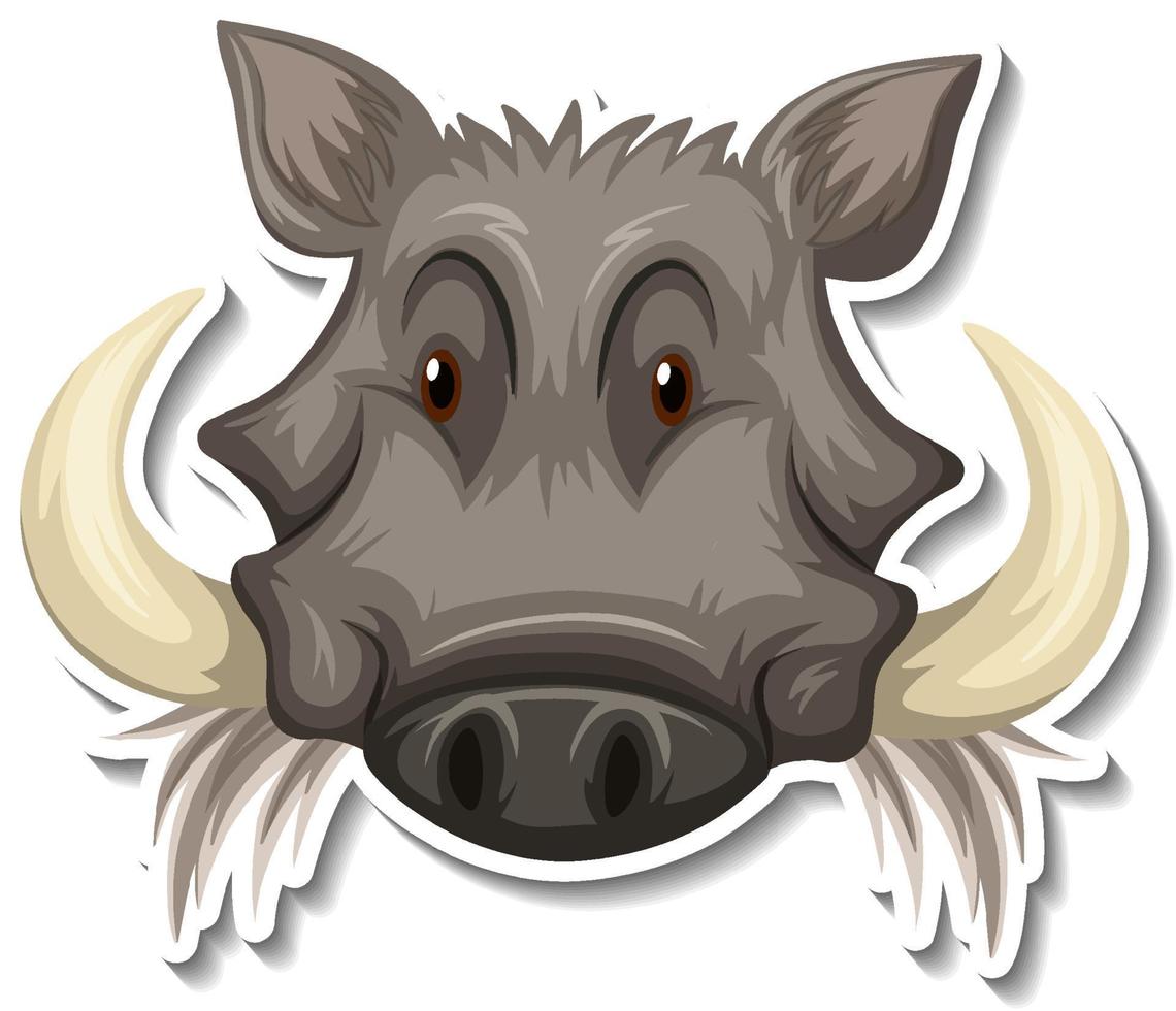 Head of Wild boar animal cartoon sticker vector