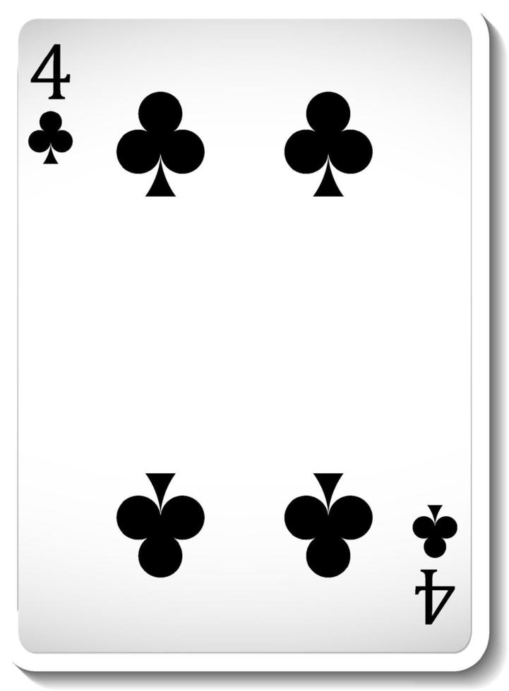 Four of Clubs Playing Card Isolated vector