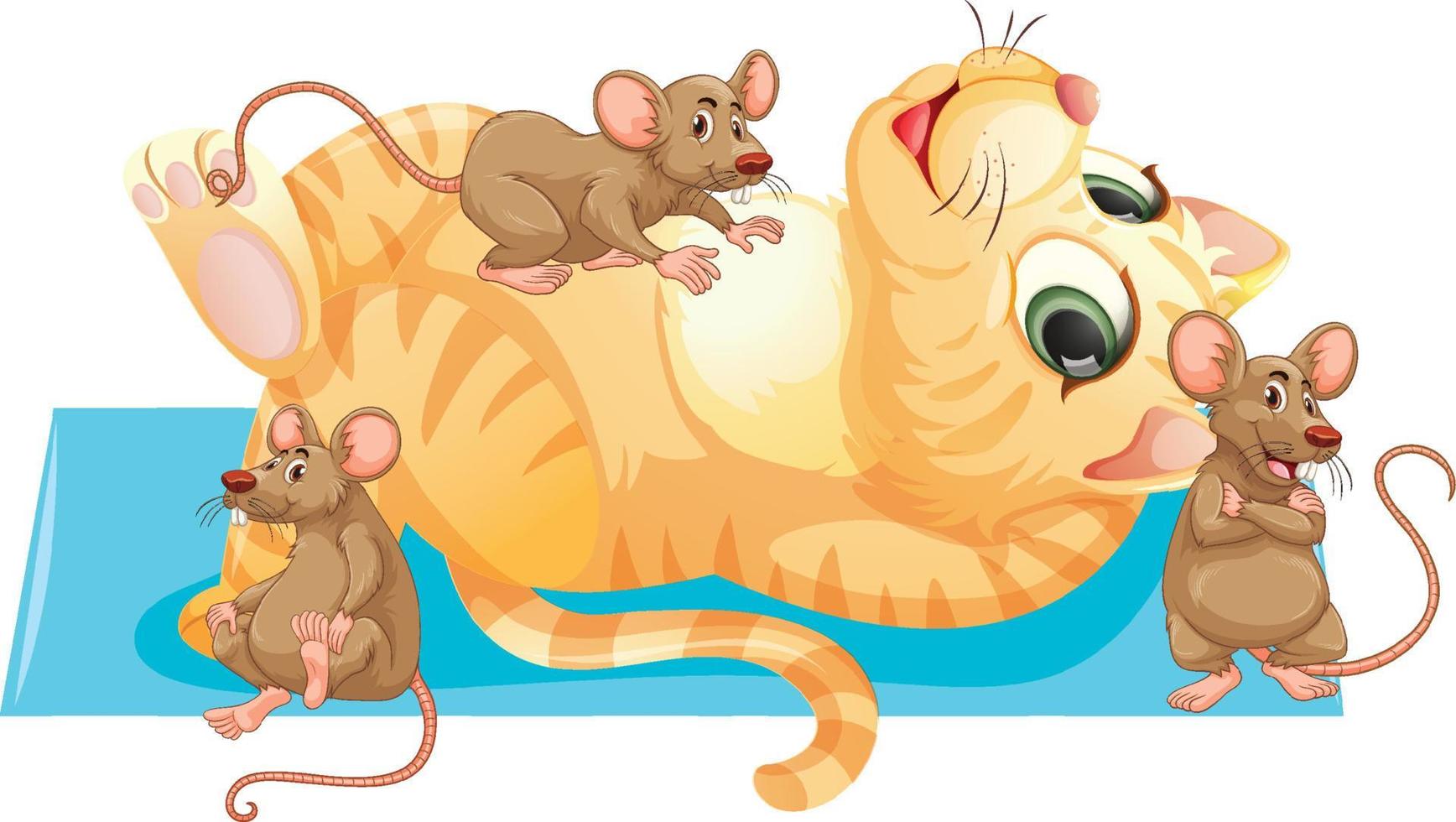 Cat and many mouses cartoon character vector