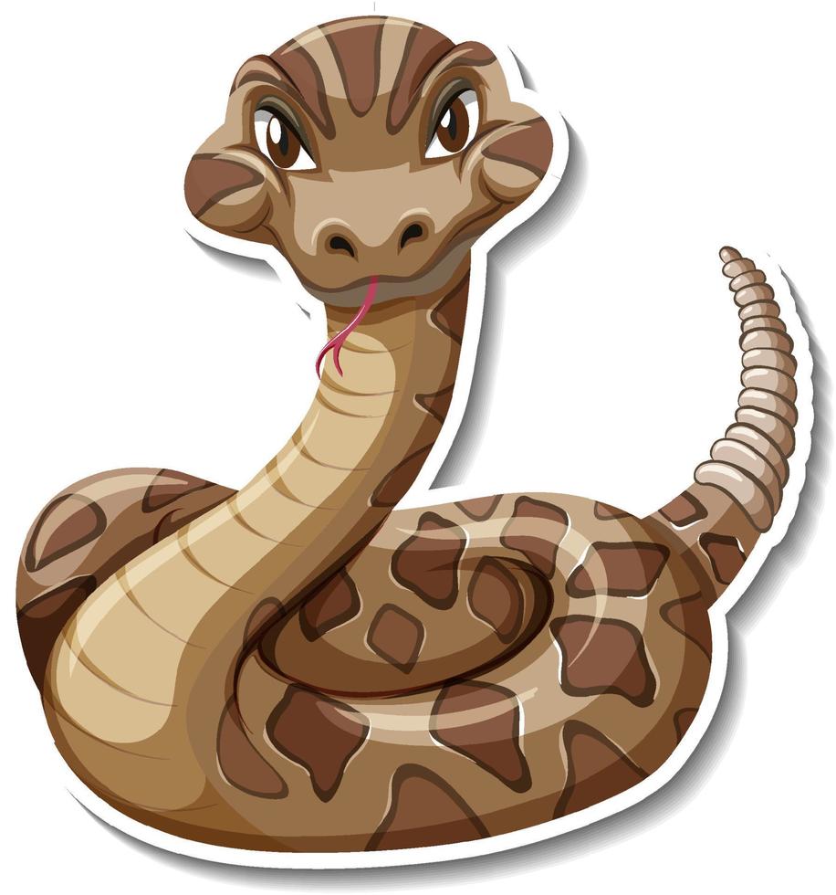 etiqueta engomada de la historieta del animal de la serpiente de cascabel vector