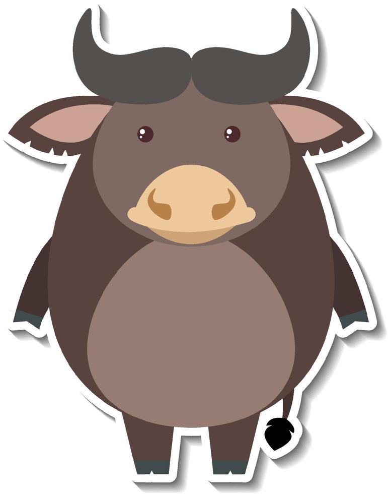 Chubby buffalo animal cartoon sticker vector