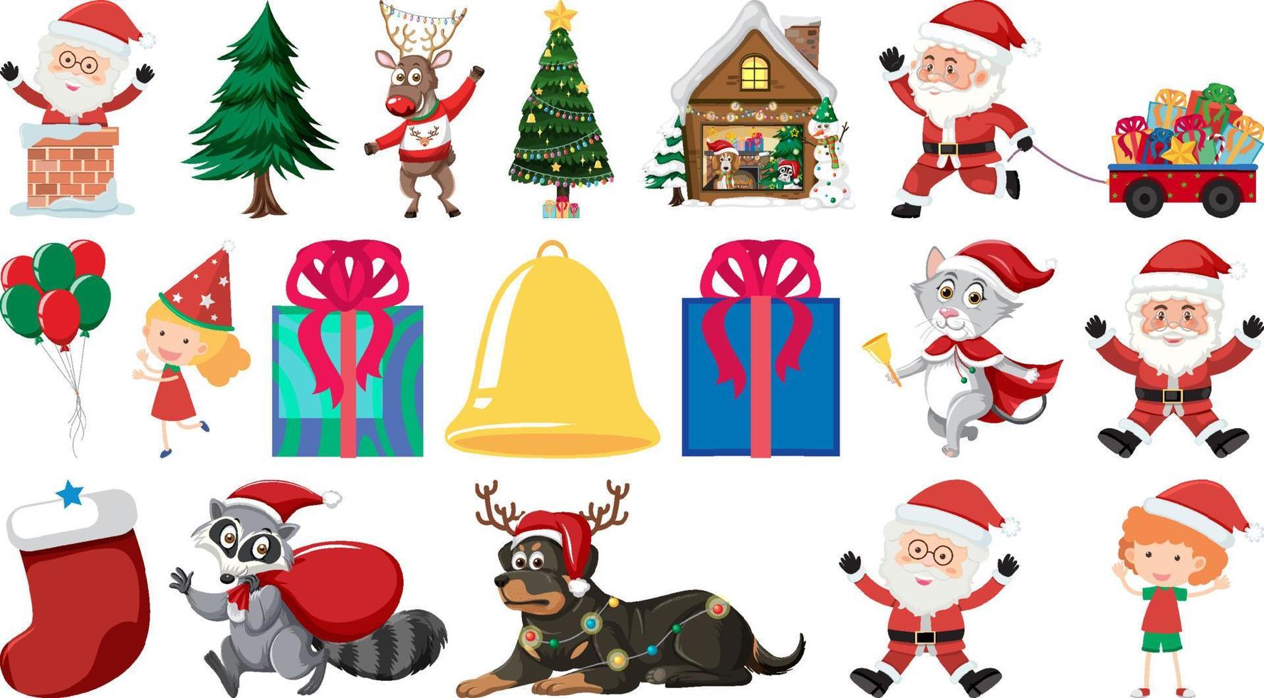 Isolated Christmas objects set vector