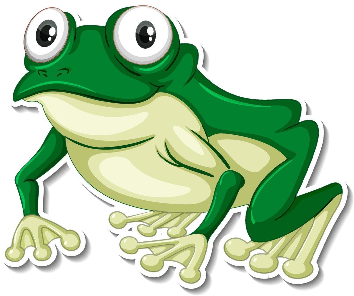 Green frog animal cartoon sticker vector